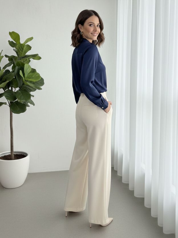 Satin Navy Blue Shirt