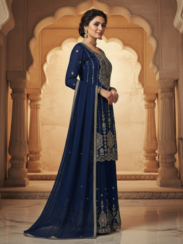 Grace Blue Sharara set