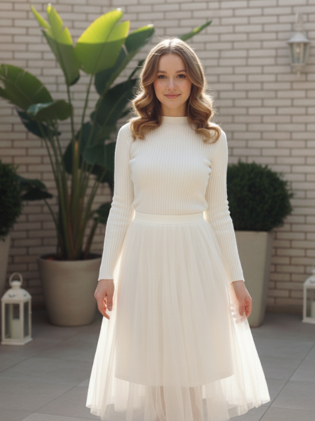 Soft knitted sweater features delicate pearl