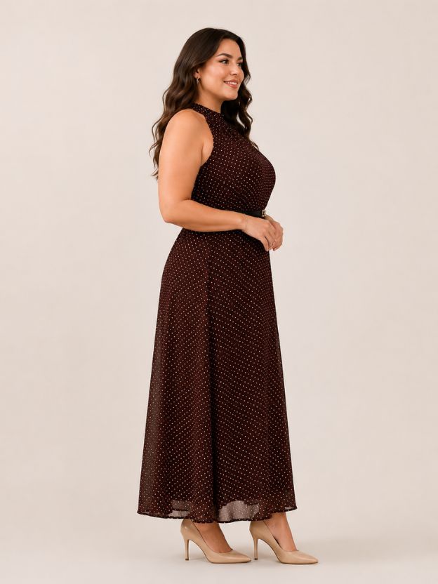 Halter Neck Polka Dot Maxi Dress for Women | Casual & Party Wear