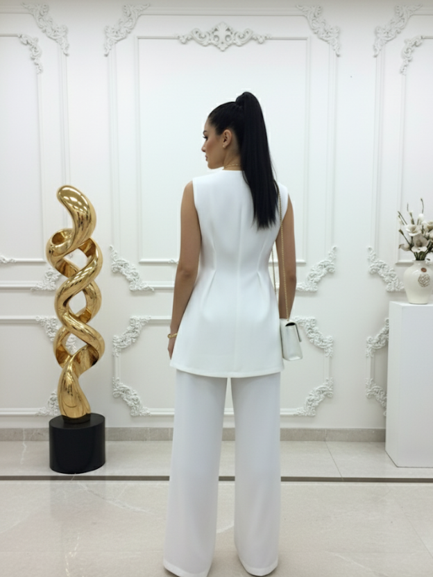 White Aura co-ord with gold detailing