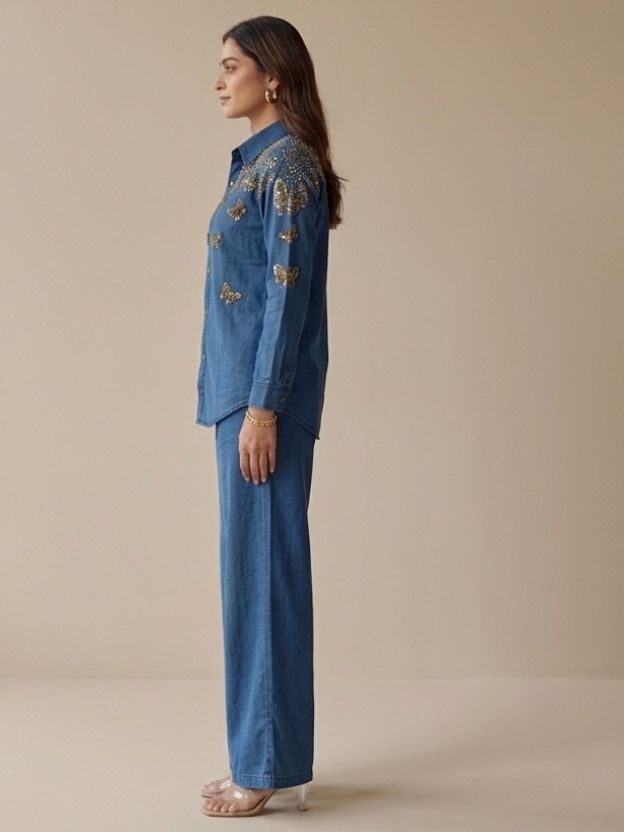 Celeste Embellished Denim Co-Ord Set