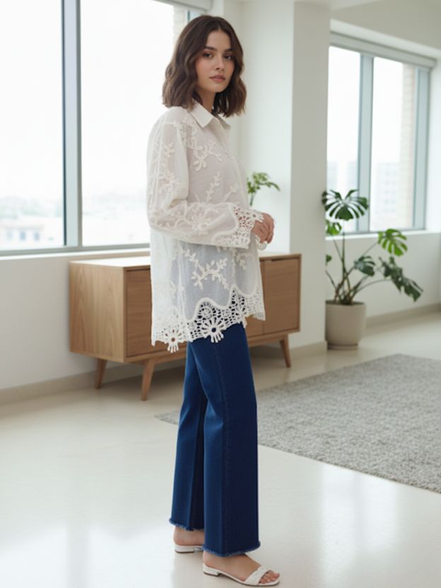 Women's White Broderie Anglaise
