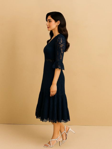 Annabel Laced Blue Midi Dress
