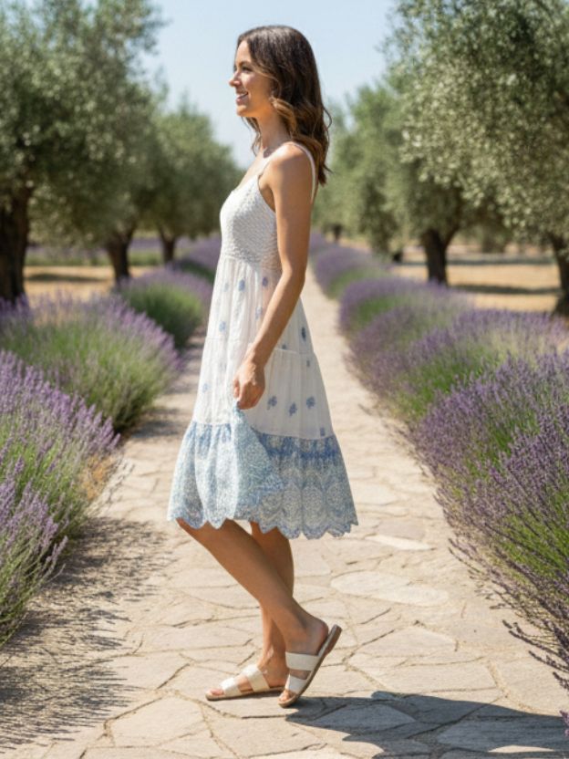 White Skater dress with Flared Hem