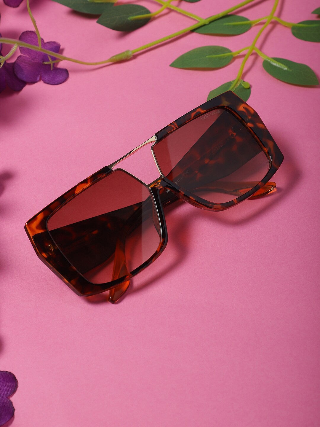 Unisex Oversized Sunglasses with UV Protected Lens-ML M 6151 DEMI BROWN