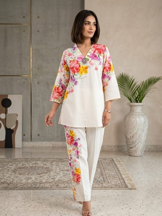 Digital Printing White Co-ord set