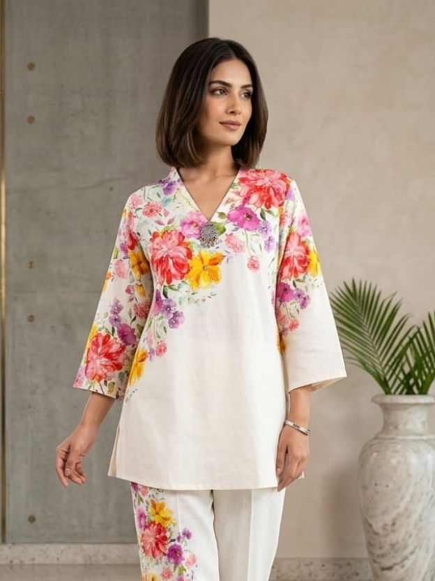 Digital Printing White Co-ord set