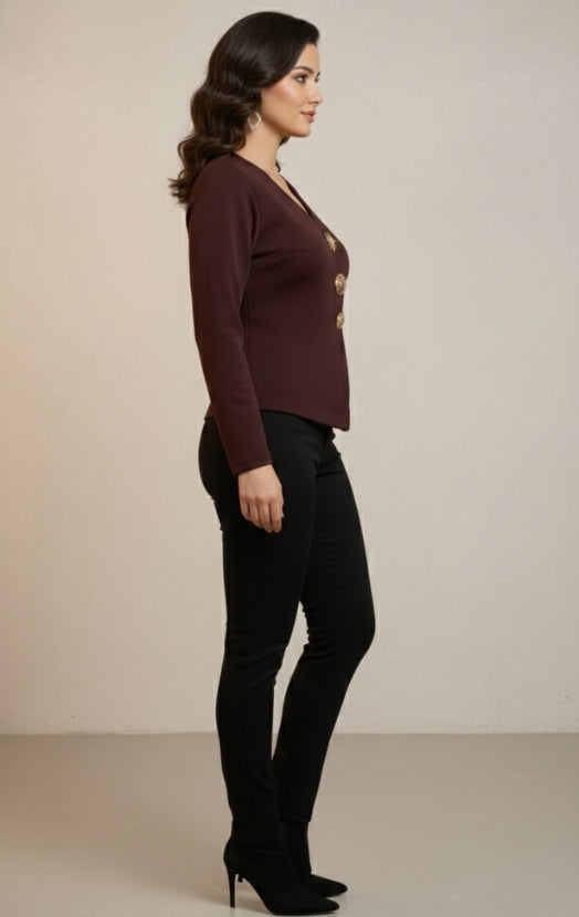 Women’s Dressy V-Neck Top – Stylish Office Wear Blouse