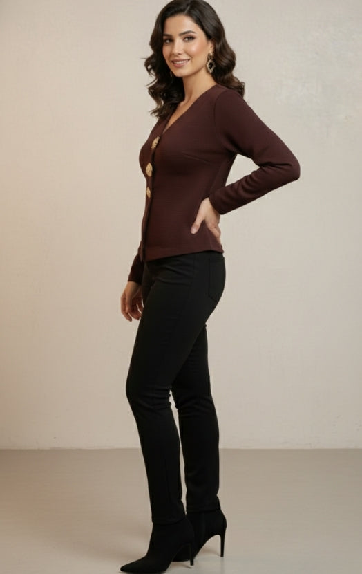 Women’s Dressy V-Neck Top – Stylish Office Wear Blouse