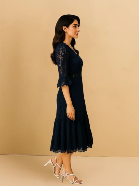 Annabel Laced Blue Midi Dress