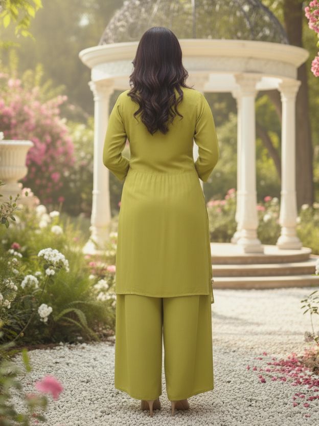 Lime Green  Mirror Embellished Co-ord