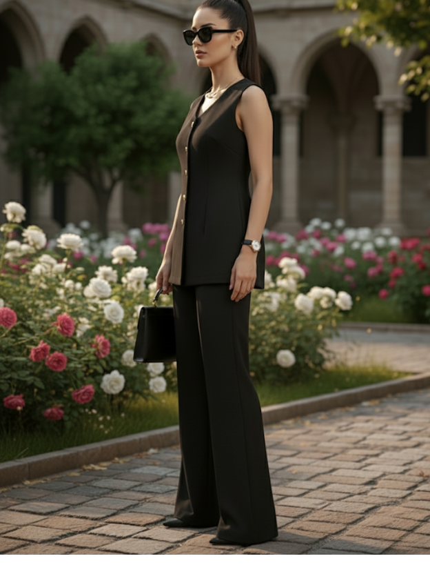 Black Aura co-ord with gold detailing