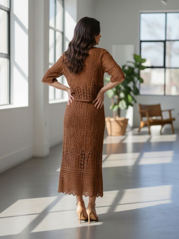 Elegant Textured Co-Ord Set with Feminine Silhouette