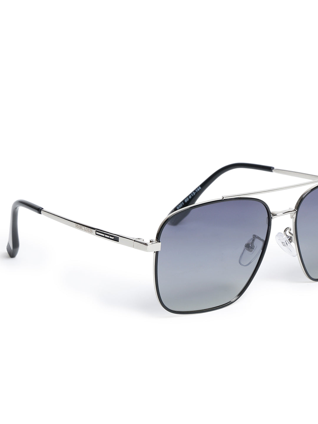 Unisex Polarised & UV Protected Square Sunglass MARC LOUIS 9301 SILVER BLACK SG