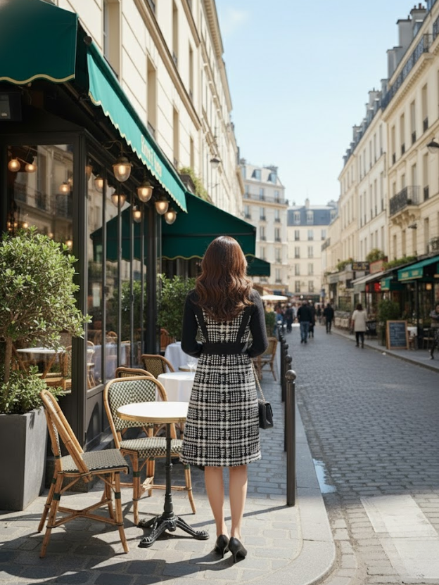 Parisian Chic Tweed Jumper Dress