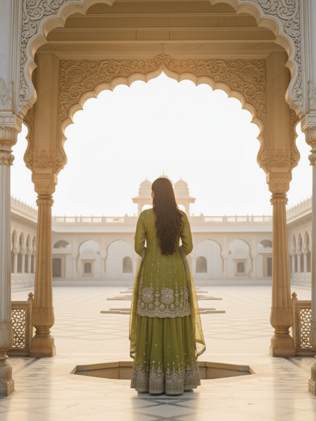 Grace green Sharara set Marc louis