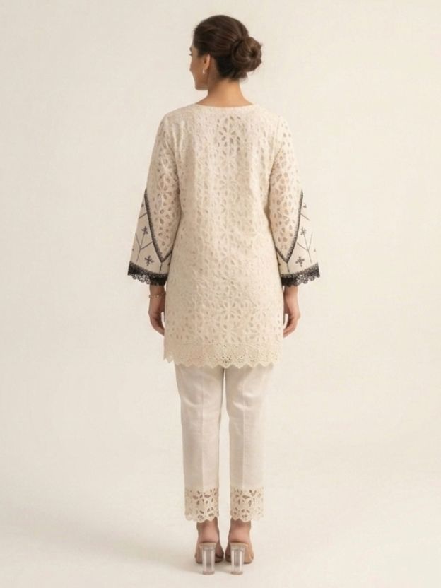 Elegant Embroidered Lace Co-Ord Set