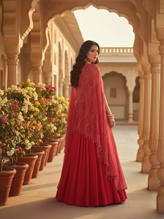 Regal pink cape embellished gown