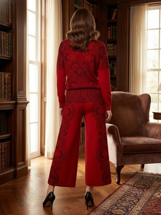 Crimson Elegance Knit Co-Ord Set