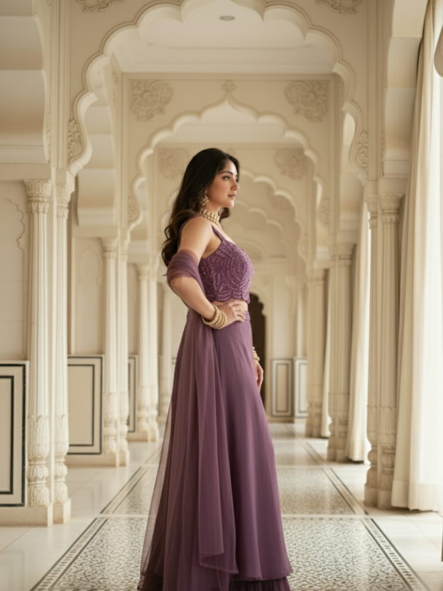 Embracing Heritage with grace purple crop top