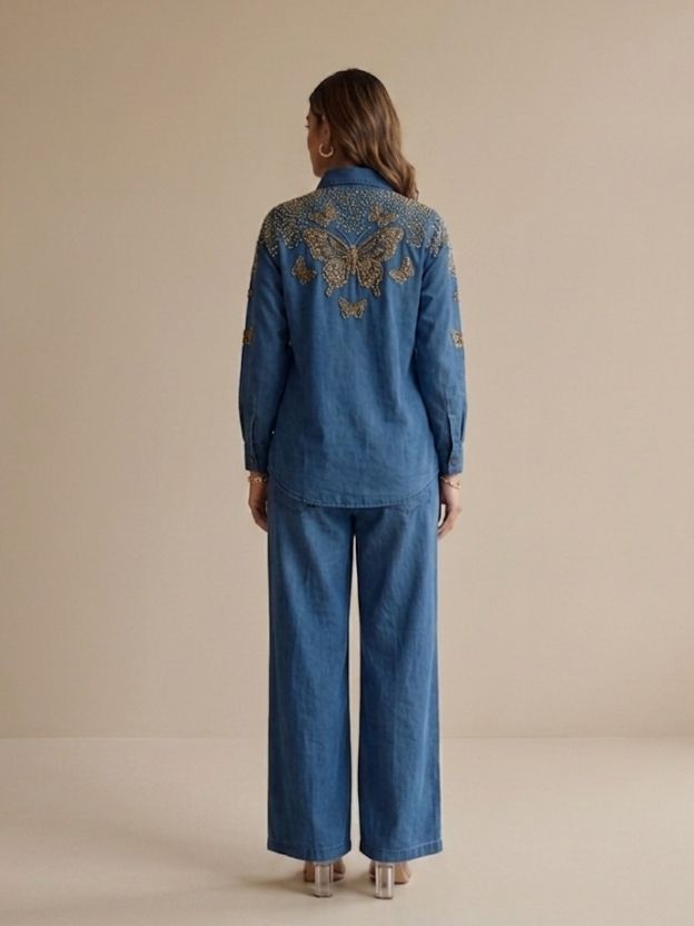 Celeste Embellished Denim Co-Ord Set