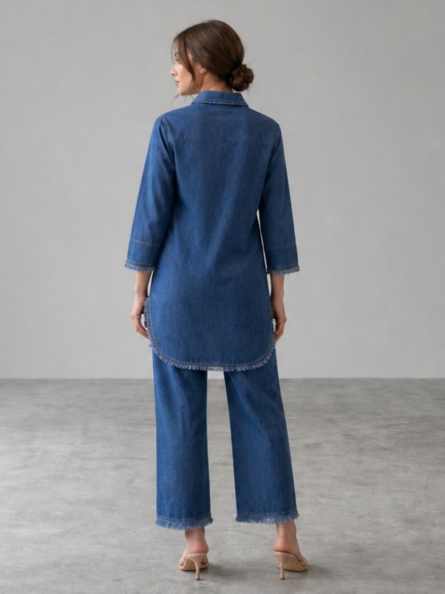 Blue Denim Co-ord set For Women