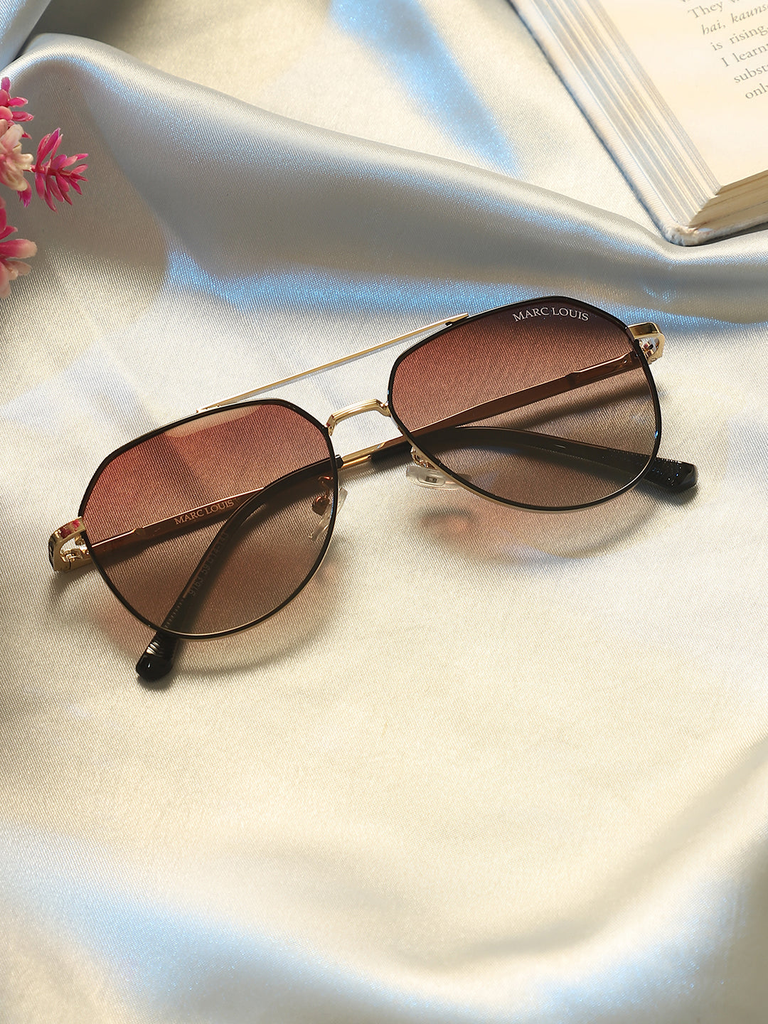 Unisex Aviator Sunglasses and UV Protected Lens MARC LOUIS 9163 GOLDEN BROWN SG