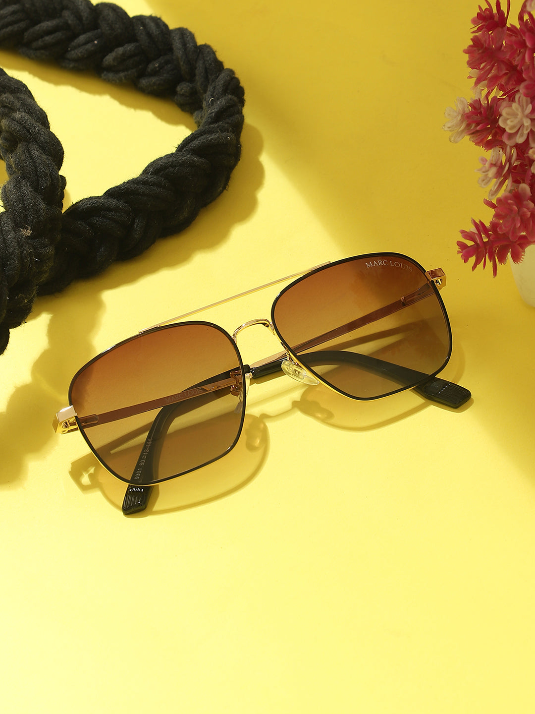 Unisex Square Sunglasses With UV Protected Lens MARC LOUIS 9301 GOLDEN BROWN SG