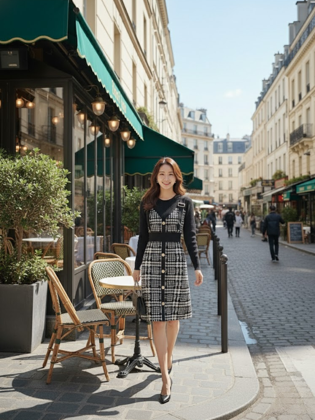 Parisian Chic Tweed Jumper Dress
