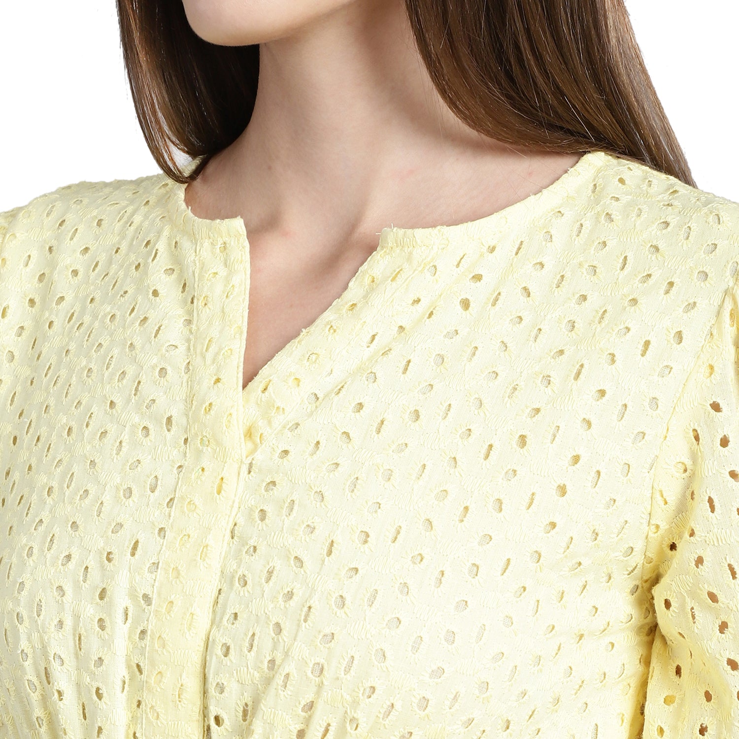 Women Embroidered Puff Sleeve Fit & Flare Dress