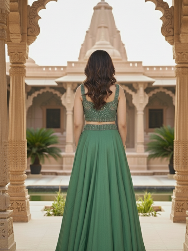 Emerald Grace crop top and lehenga