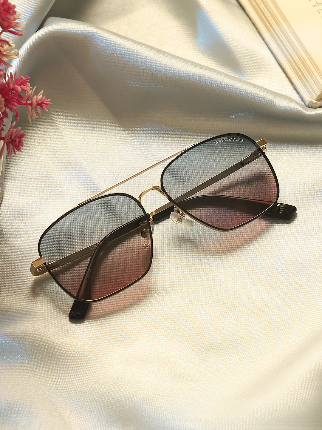 Unisex Polarised and UV Protected Aviator Sunglasses 9301 GOLDEN BLACK PINK SG
