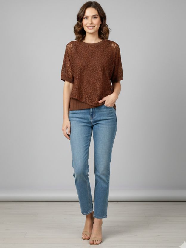 Elegant Textured Casual Top with Relaxed Fit