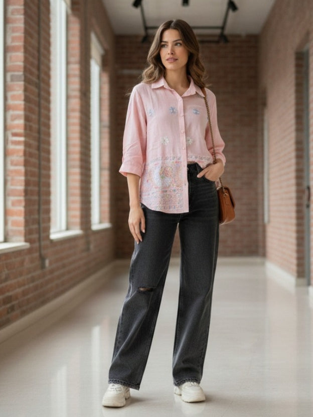 Women’s Embroidered Oversized Shirt