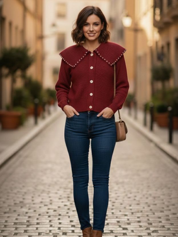 Women’s Vintage Style Knit Sweater Top – Elegant Everyday Wear