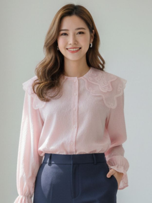 Elegant Embroidered Detail Classic Shirt