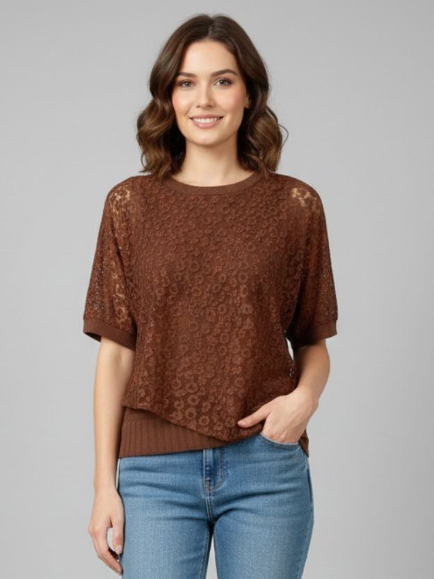 Elegant Textured Casual Top with Relaxed Fit