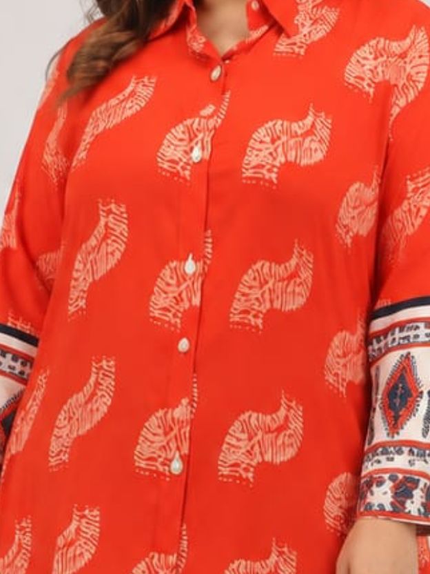 Women’s Red Printed Shirt