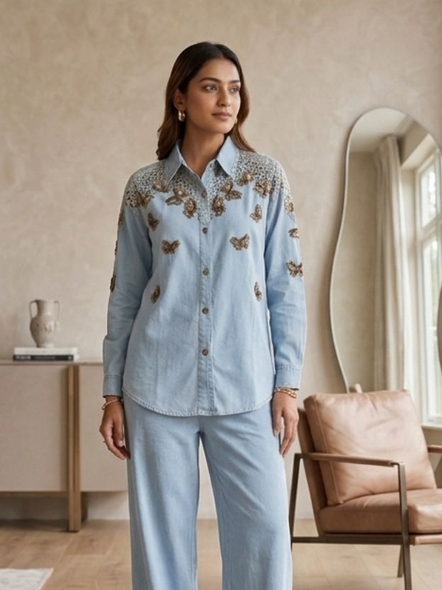 Celeste Embellished Denim Co-Ord Set