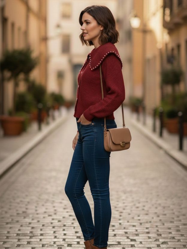 Women’s Vintage Style Knit Sweater Top – Elegant Everyday Wear