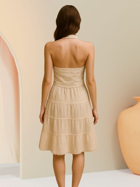 Keely Halter Neck Linen Dress