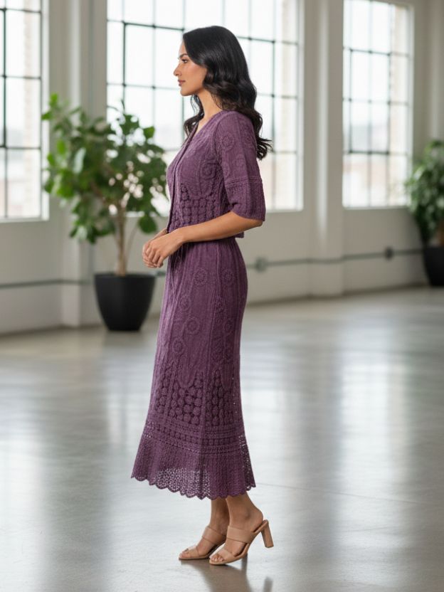 Elegant Textured Co-Ord Set with Feminine Silhouette