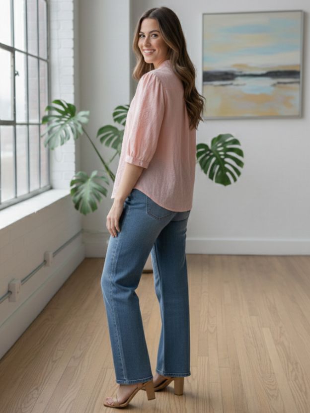 Elegant Embroidered Casual Shirt with Heart Detail