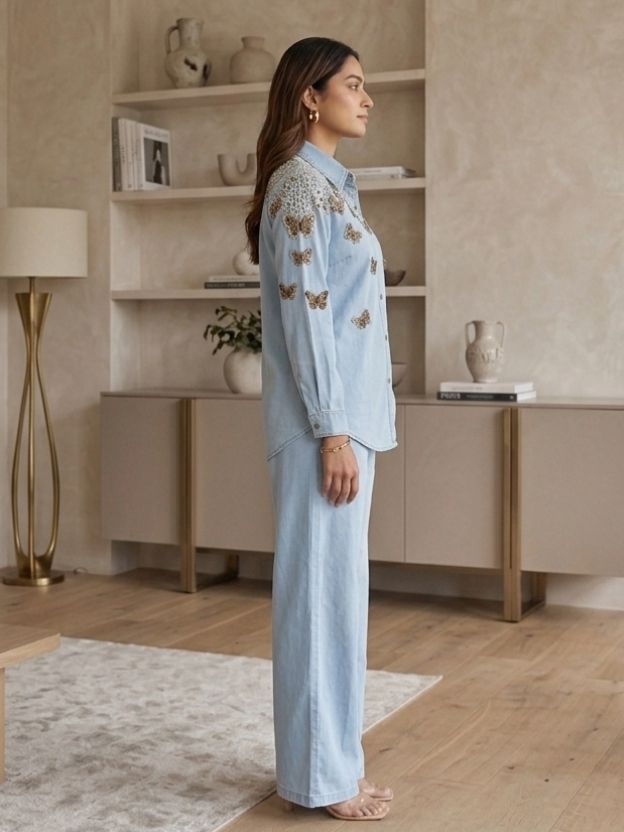 Celeste Embellished Denim Co-Ord Set