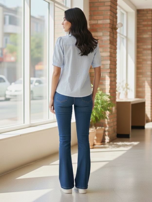 Elegant Embroidered Puff Sleeve Shirt