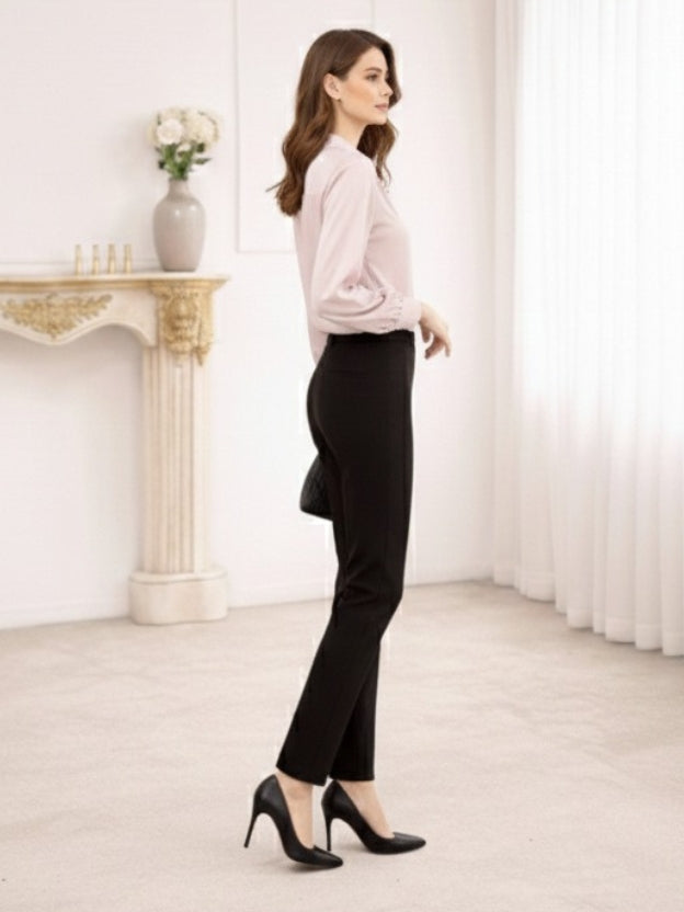 Elegant Tie-Neck Pearl Satin top