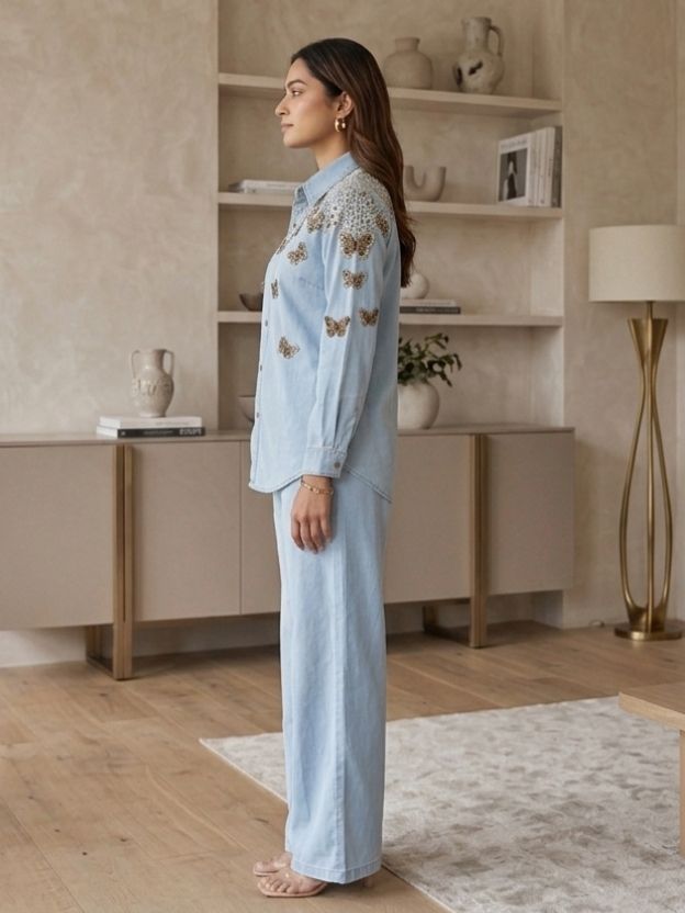 Celeste Embellished Denim Co-Ord Set