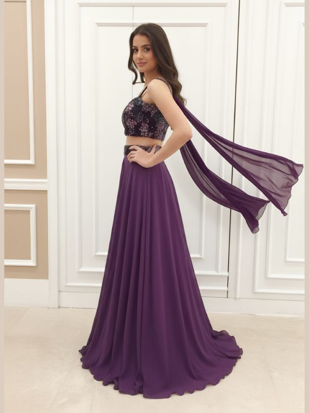 Amethyst Bloom Embellished lehenga