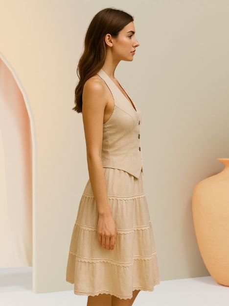 Keely Halter Neck Linen Dress